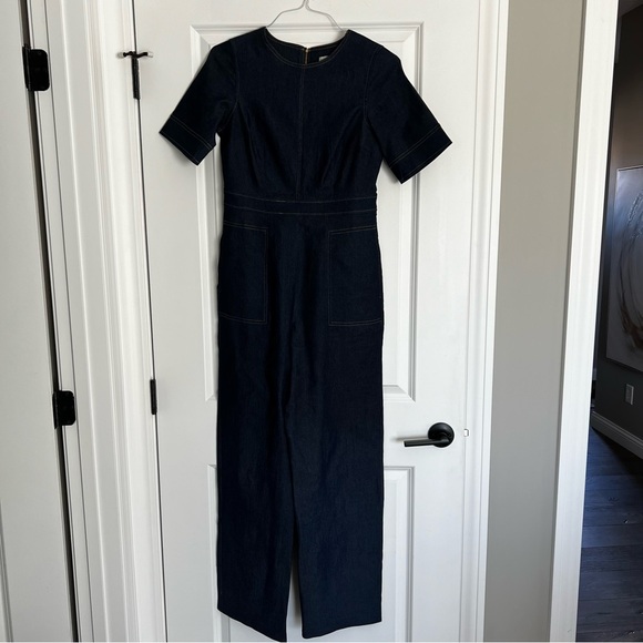 Shelby & Palmer Pants - Shelby & Palmer Navy Short-Sleeve Jumpsuit